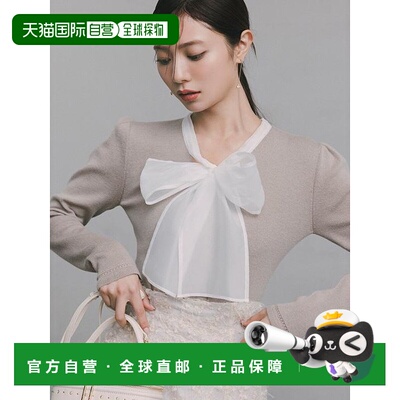 1h可退 日本直邮CELFORD 真丝混纺蝴蝶结针织套头衫打底针织衫