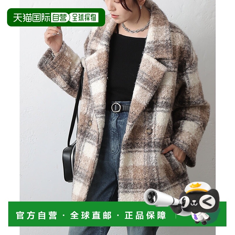 1h可退 日本直邮COLONY 2139 女装 羊毛风格 格纹双排扣长款外套