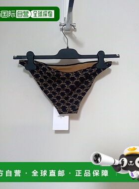 香港直邮CELINE 女士泳装 2Z220939T17BR AW2024 黑色 徽标泳裤