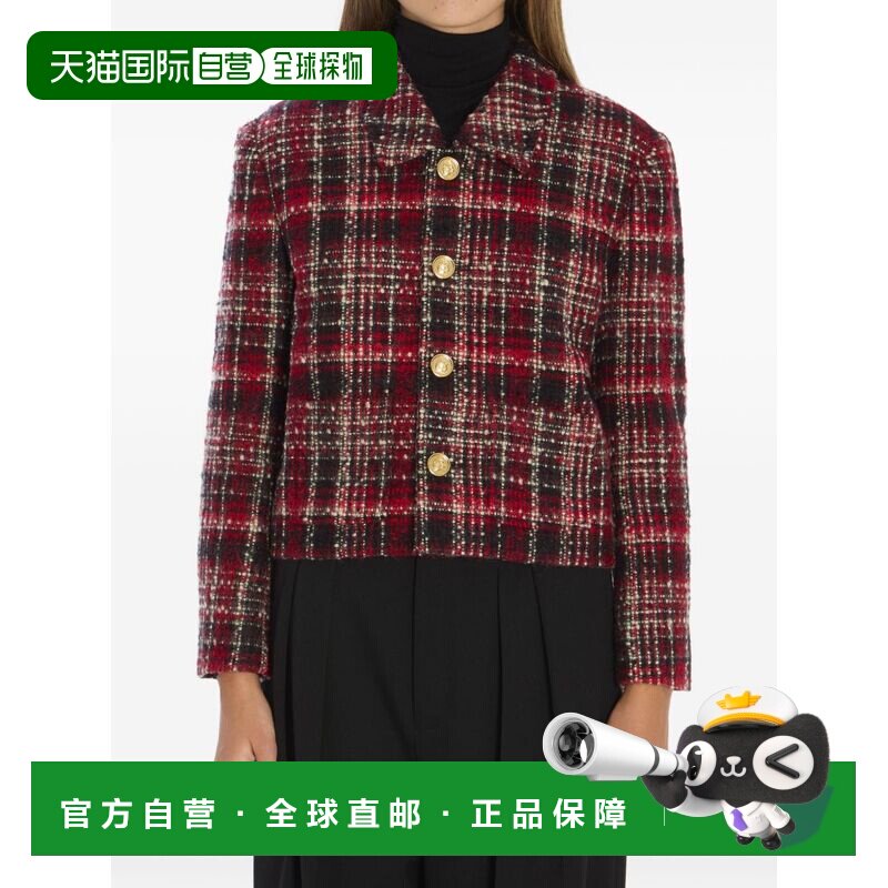 1h可退 香港直邮Celine 思琳 女士 格纹纽扣粗花呢夹克 RV0OL0103