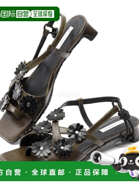 韩国直邮Cecilie Bahnsen ARNA 凉鞋纹理皮革橄榄色 (4.24FTW3001