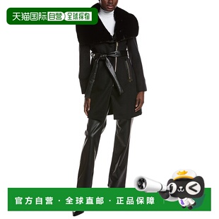 Zip Wool Blend 自营Via black Asymmetrical Coat 美国 Spiga