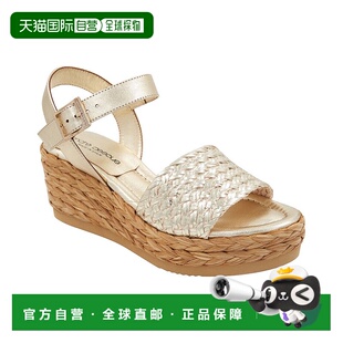 自营andre assous安德烈 阿索斯 卡里萨皮革Espadrile-platino 美