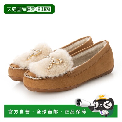 日本直邮日本直邮Bridget Birkin 521634 闪亮丝带羊毛皮鞋（驼色