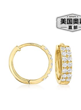 自营 14kt 黄金 Ross-Simons 钻石环抱式耳环 - 白色 美国奥莱直