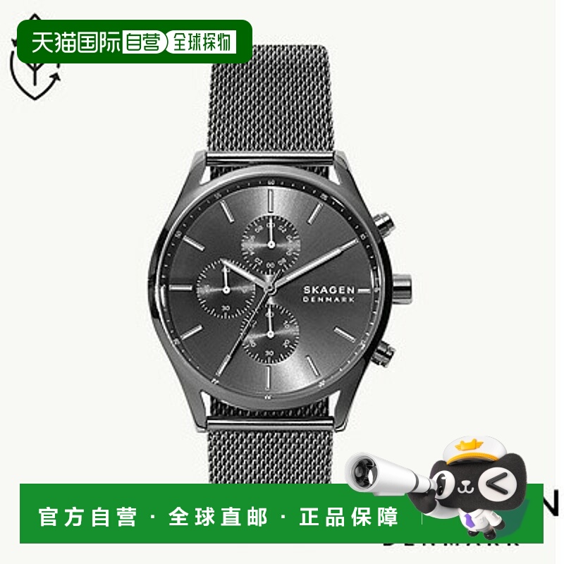 日本直邮Skagen Holst 计时码表炭灰色钢网手表 SKW6608 男士模拟