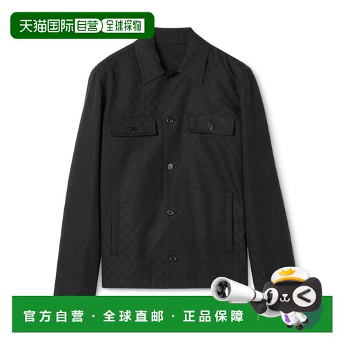 自营欧洲直邮GUCCI古驰 La Famiglia男士黑色GG棉质帆布夹克
