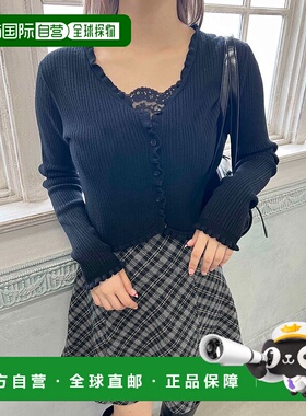 1h可退 日本直邮PHILLY 女装 软糯迷你荷叶边针织开衫 半身短款设