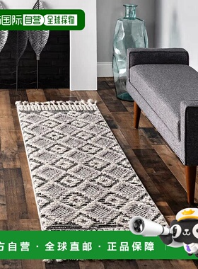 自营 nuLOOM Journey Shaggy Checkered Tiles 流苏小地毯 - 灰色