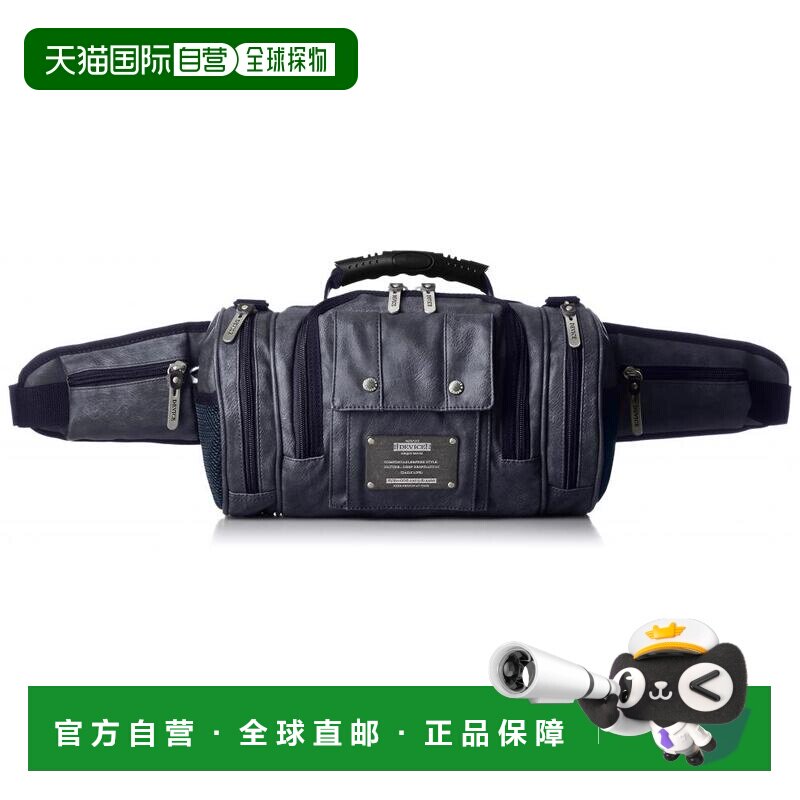 日本直邮device箱包皮具单肩贴身拉链背包深蓝色时尚潮流单肩包