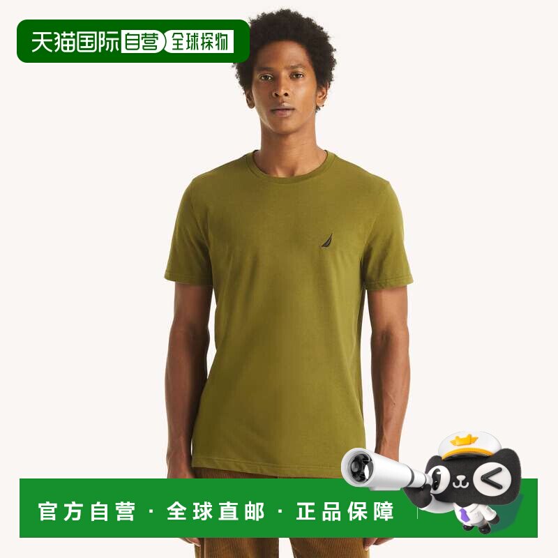 自营Nautica男式纯色圆领T恤-橄榄色斗篷 美国奥莱直发