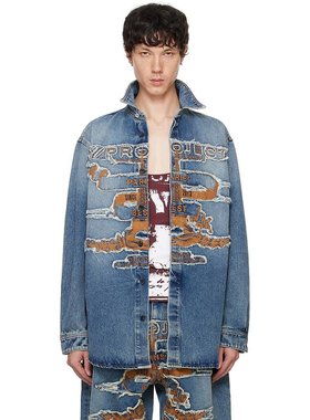 潮奢 Y PROJECT 男士 黑色 Paris' Best Patch 牛仔衬衫 207SI002