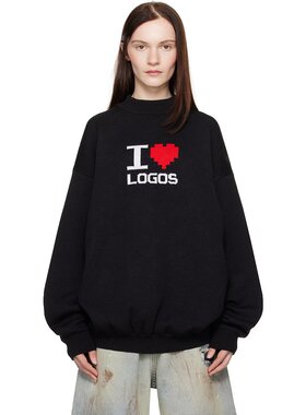 潮奢 Vetements 维特萌 女士 黑色 I Love Logos 毛衣 UA66KN130B