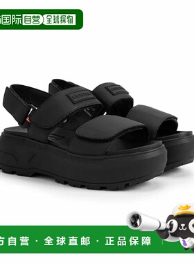 日本直邮Hunter 中性 City Liber 皮革高跟凉鞋黑色UFD3110LEA-BL