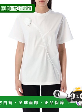 1h可退 香港直邮Coperni 女士 玫瑰宽松款T恤 DJS131F5028WHT