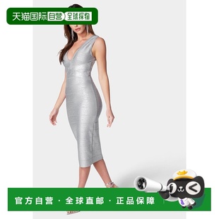 自营Bebe Women's Bandage Metallic Dress - silver 美国奥莱直