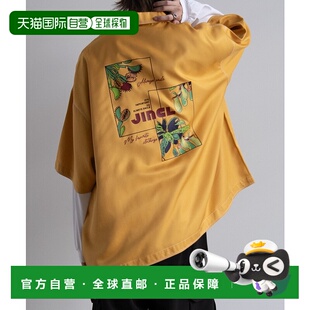 日本直邮JINCL男女同款轻盈防皱印花衬衫 适合各种体型 时尚休闲