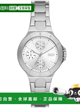 自营DKNY女式钱伯斯银色表盘手表-银色 美国奥莱直发