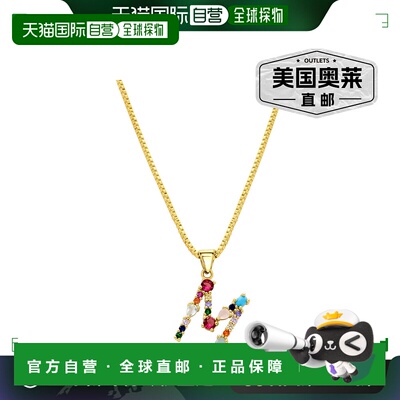adornia14K 镀金多色宝石字母项链 - 金色 - m 【美国奥莱】直发