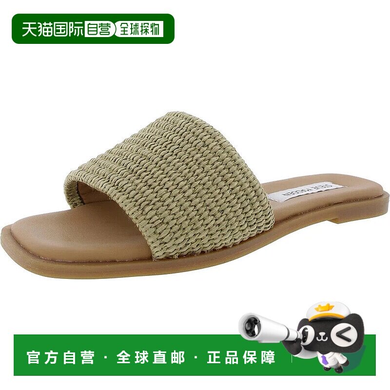 自营Steve Madden Habits女式凉鞋绿色梭织男式滑套Silde ZPO3220