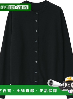 【日本直邮】MUJI 女士可水洗羊毛高针圆领开衫 BA1O5A4A 黑色 女