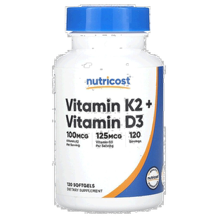 香港直邮Nutricost,维生素 K2 + 维生素 D3，120 粒软胶囊