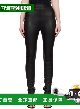 香港直邮潮奢 Balmain 巴尔曼 女士 黑色 Zipped Lambskin 紧身裤