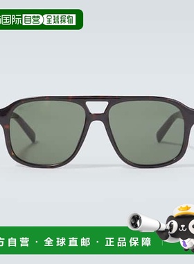 1h可退 香港直邮Gucci 古驰 男士 飞行员太阳眼镜 green绿色 舒适
