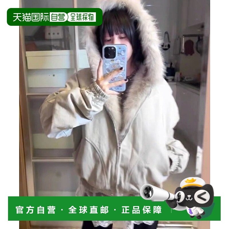 1h可退 日本直邮UP START 女装 仿毛领连帽宽松夹克 双口袋设计 L