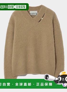 韩国直邮SATUR设计师款大气简约日常休闲个性毛衣SA23FWMK18BR