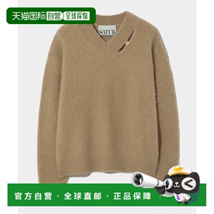 韩国直邮SATUR设计师款大气简约日常休闲个性毛衣SA23FWMK18BR