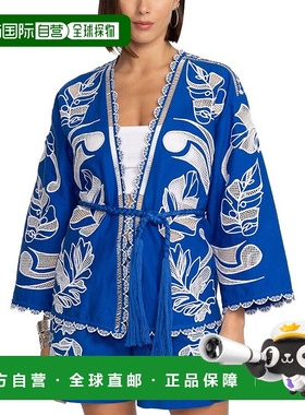 自营 Johnny Was Jodie 亚麻混纺休闲夹克 - 蓝色 美国奥莱直发