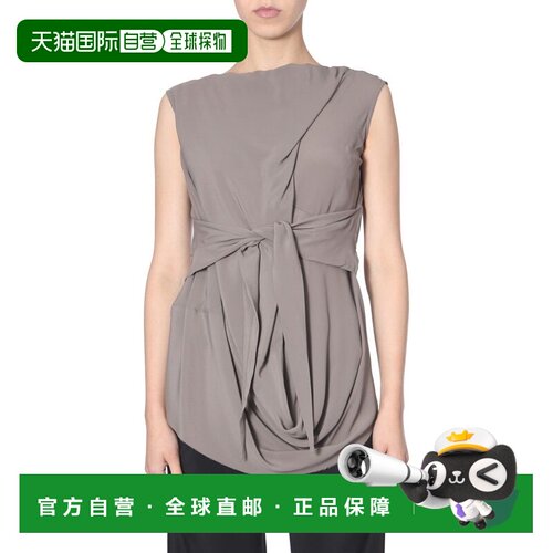 香港直邮RICK OWENS 女士T恤 RP19F5126CC34 AW2019 灰色 无袖褶