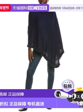 自营 sofiacashmere 荷叶边羊毛 & 羊绒混纺斗篷 - 蓝色 美国奥莱