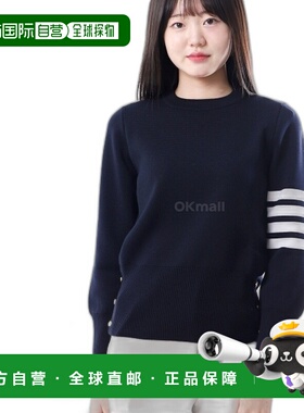韩国直邮Thom Browne汤姆布朗TB针织衫女款FKA239A圆领黑色羊毛
