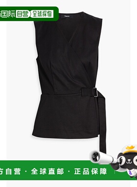 1h可退 香港直邮潮奢 THEORY 希尔瑞 女士 棉混纺斜纹布裹式上衣