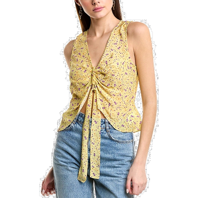 自营 Favorite Daughter The Gwen Silk Top yellow 美国奥莱直发