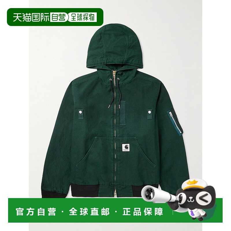 香港直邮Sacai 男士 + Carhartt WIP 针织边棉质帆布连帽宽身束腰