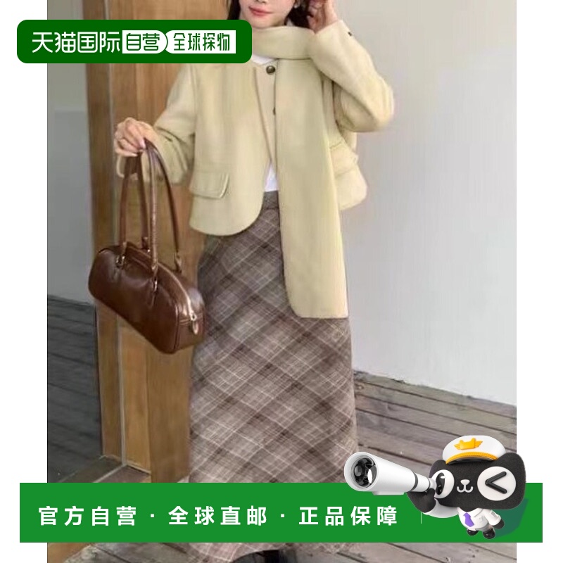 1h可退 日本直邮sorule 女装 无领短款外套 拼色围巾设计 SO80125