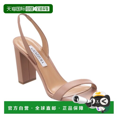 自营Aquazzura So Nude Block 85皮革露背凉鞋-粉红色 美国奥莱直
