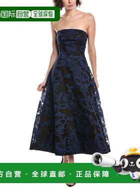 自营 Theia Laurie Jacquard Midi连衣裙-蓝色 美国奥莱直发服饰