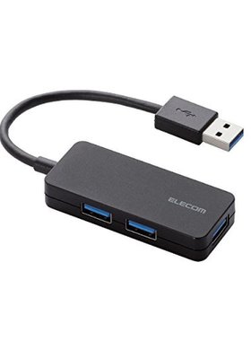 日本直邮宜丽客ELECOM USB3.0集线器3端口总线式电源黑色