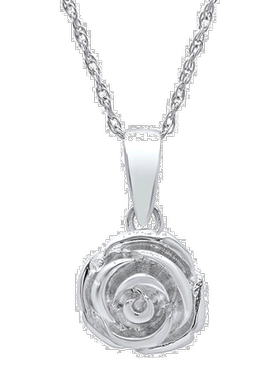 自营 max + stone18 英寸绳链上的纯银玫瑰吊坠项链 - 银色 美国