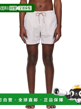 1h可退 香港直邮BOSS 波士 男士 灰白色 Micro-Print 泳裤 505189