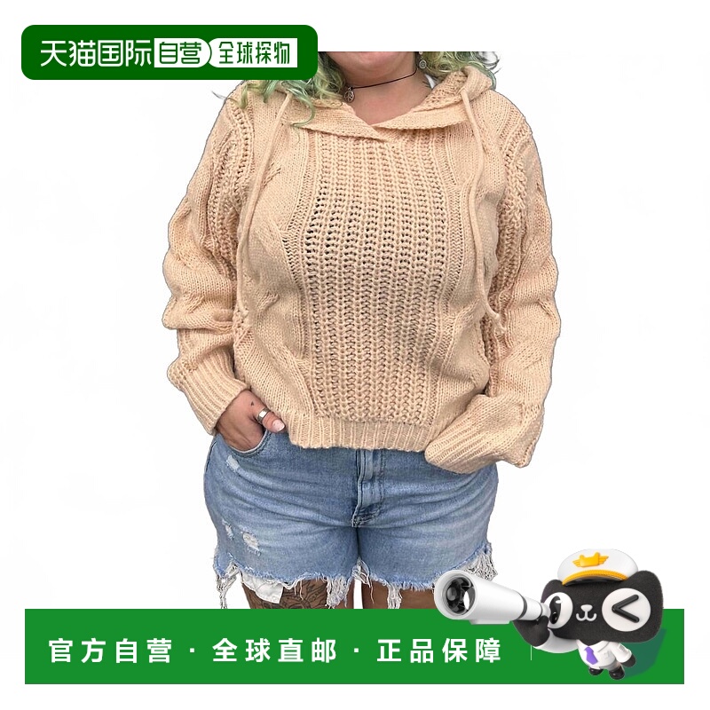 自营bibiWomen's Ellie Oversized Cable Knit Hoodie In Oatmeal