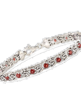 自营 Ross-Simons 925 纯银天蓝色托帕石拜占庭手链 - 8 英寸 美