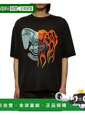 1h可退 香港直邮AMIRI 男士 拼接Logo圓領T卹 AMTOJR1043