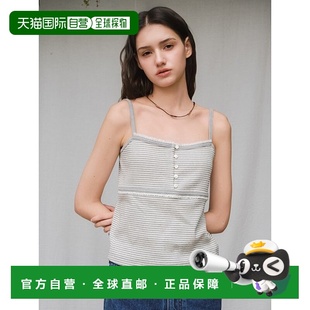 蕾丝罗纹纽扣无袖 _灰 단독 韩国直邮ANEDIT