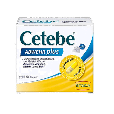 欧洲直邮Stada Cetebe维生素c+维D3+锌缓释分解胶囊120粒免疫提高