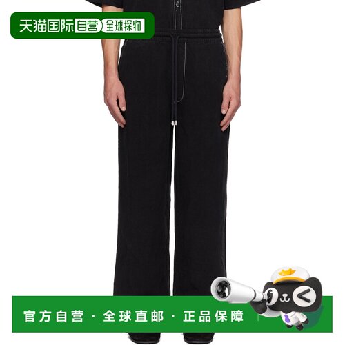 香港直邮AMIRI 男士 黑色 Script Linen GD Casual 长裤 AMBMPA10